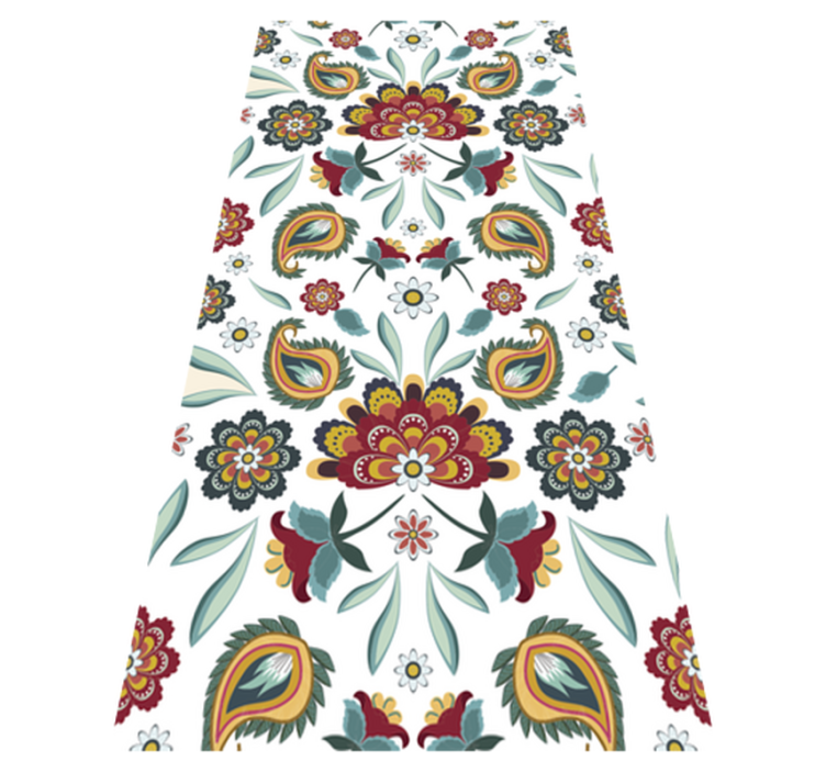 Etnisk blomsterdesign vinyl teppe blomster og planter - Tenstickers