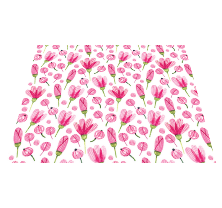 Vinyl teppe blomster og planter rosa akvarell blomster - Tenstickers