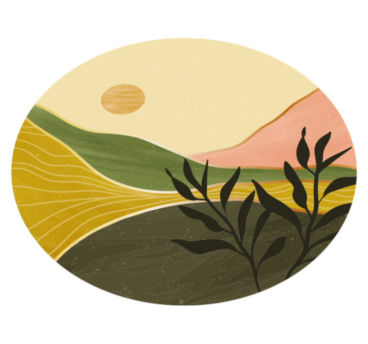 Rolig landskapsmotiv vinyl teppe blomster og planter - Tenstickers