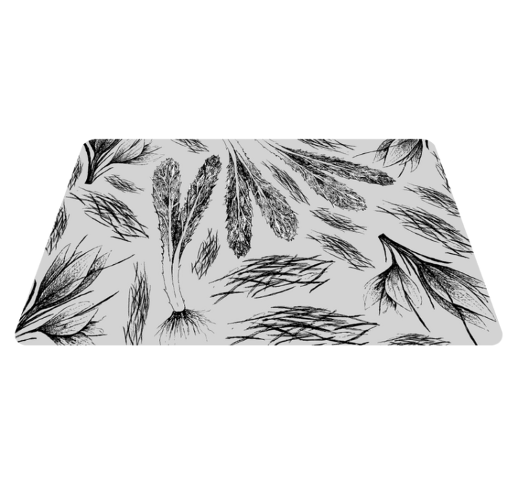 Tørt grått mønster vinyl teppe blomster og planter - Tenstickers