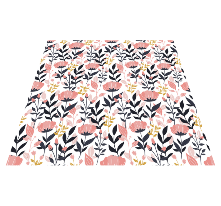 Rosa blomster vinyl teppe blomster og planter - Tenstickers