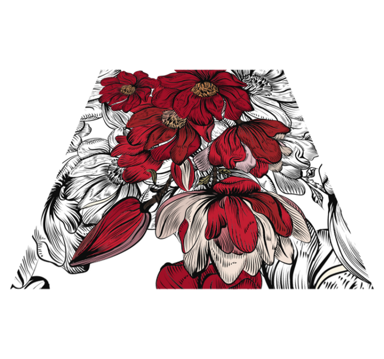 Røde og hvite blomster vinyl teppe spiserom - Tenstickers
