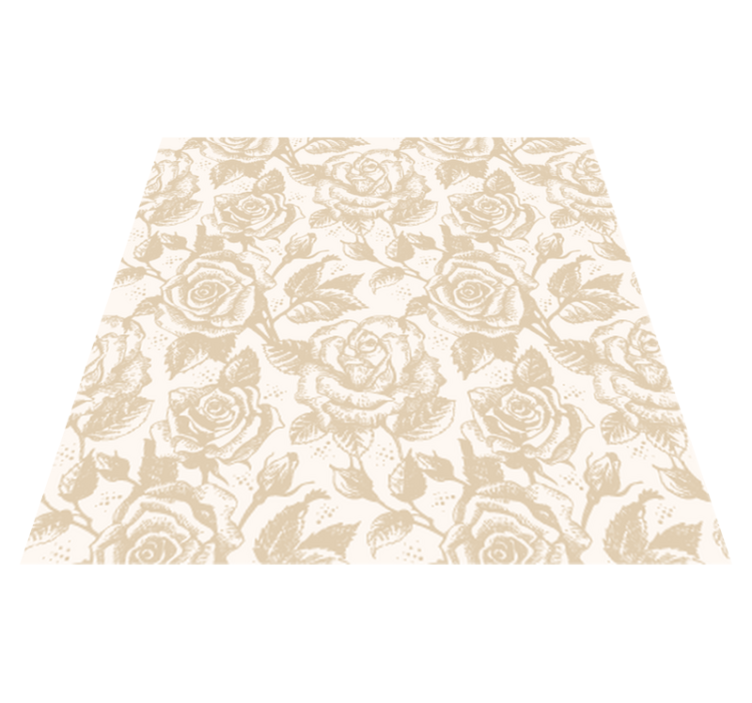 Vinyl teppe spiserom beige vintage roser - Tenstickers