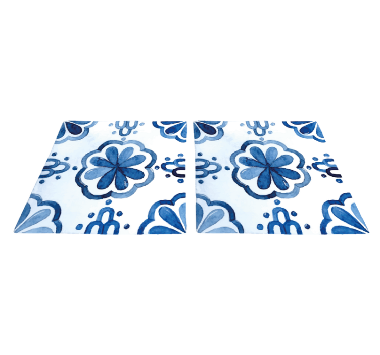 Vinyl teppe spiserom med blomstrete sementfliser - Tenstickers