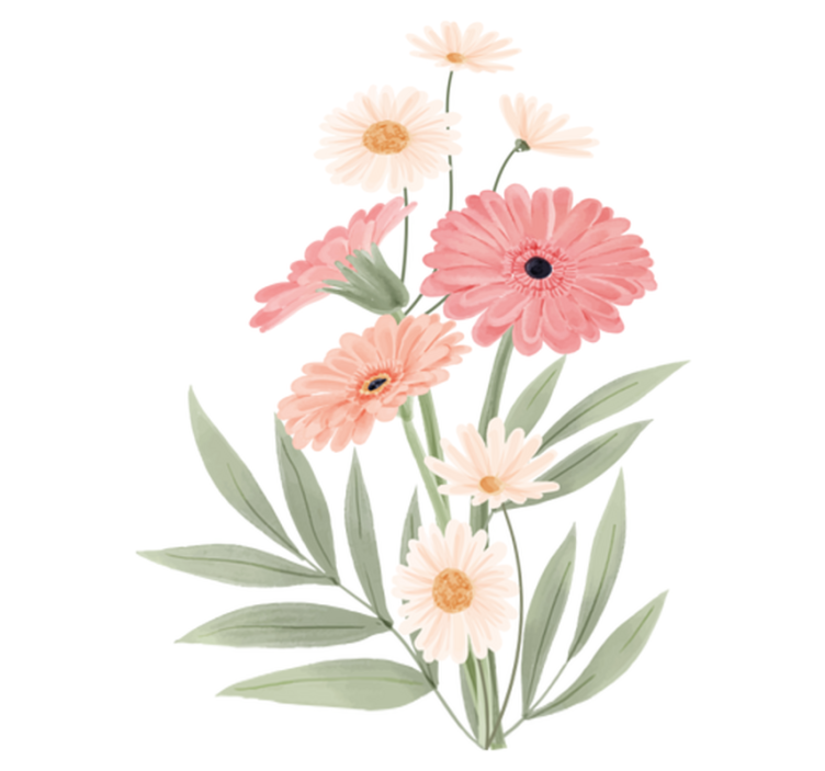 Bad vinyl teppe med rosa tusenfryd - Tenstickers