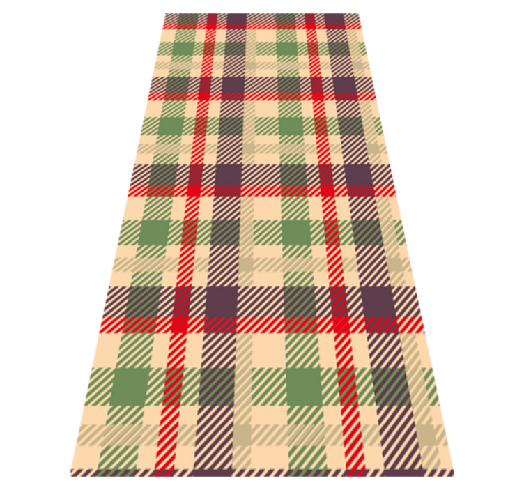 Jul vinyl teppe rød og grønn tartan - Tenstickers