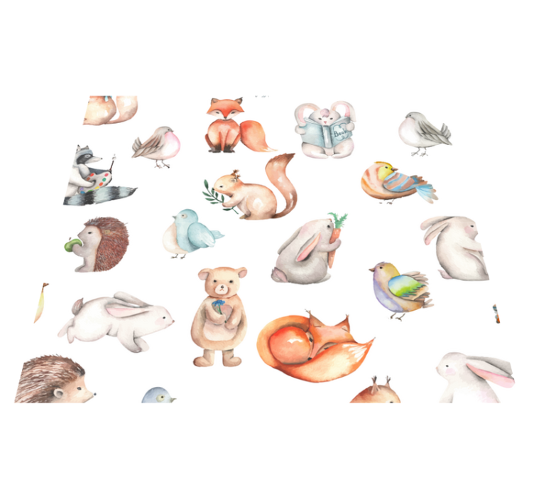 Vinyl teppe flere barn enkle skogsdyr - Tenstickers