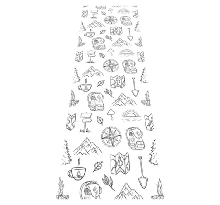 Håndtegnet kompass og fjellmotiv vinyl teppe soverom - Tenstickers