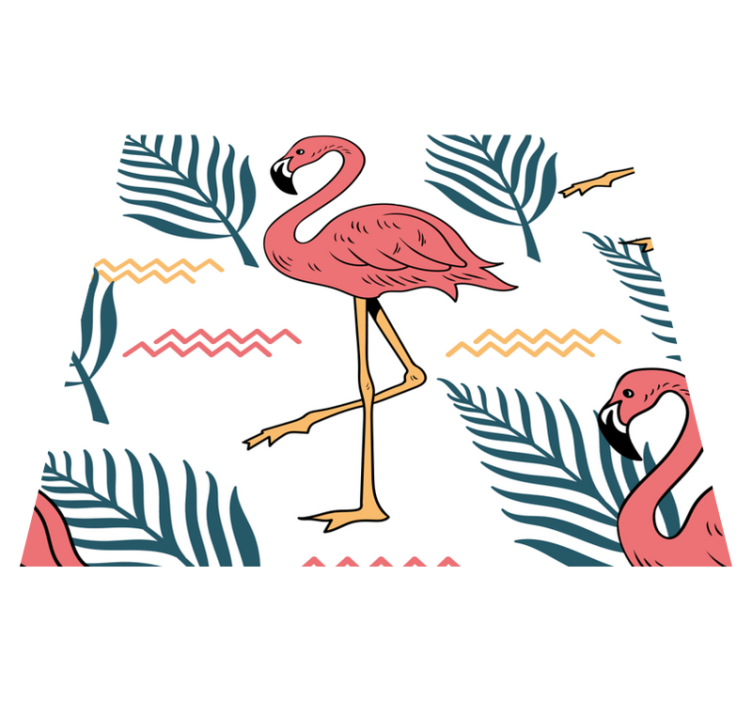 Vinyl teppe soverom tropiske blader med flamingoer - Tenstickers