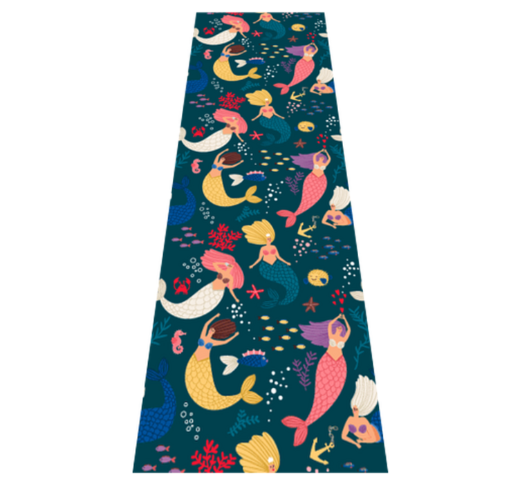 Vinyl teppe soverom mørkeblå havfruemønster - Tenstickers