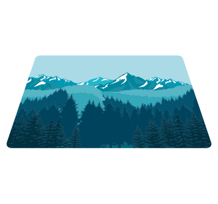 Full blågrønn landskap vinyl teppe natur - Tenstickers