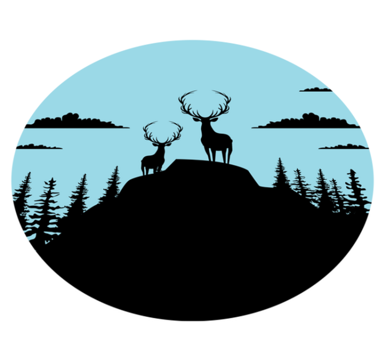 Vinyl teppe natur fjell med hjort - Tenstickers