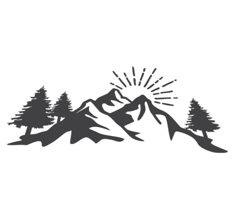 Solfjell silhuett vinyl teppe natur - Tenstickers