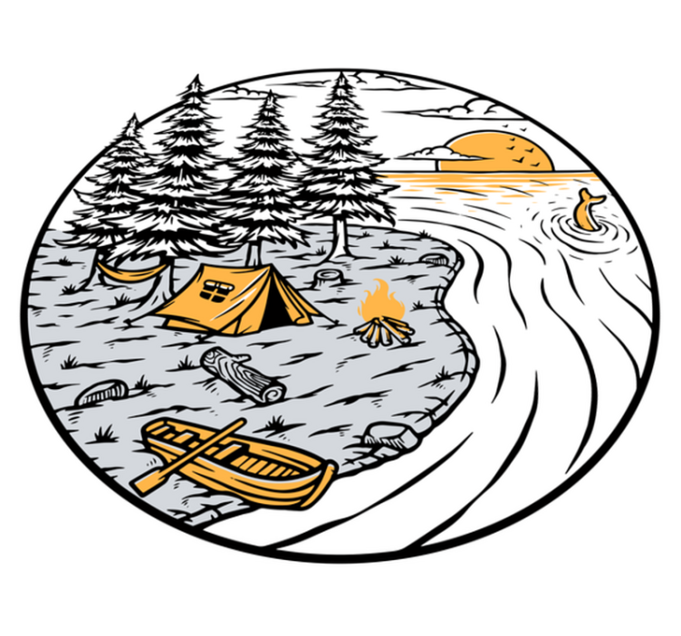 Vinyl teppe natur motorhome gult landskapsmerke - Tenstickers
