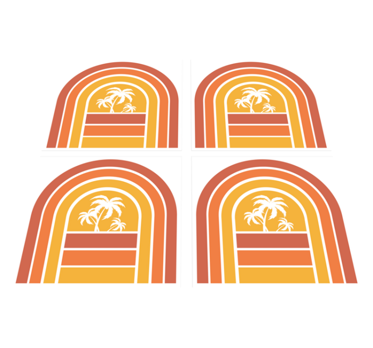 Vinyl teppe natur retro solnedgang og palmer - Tenstickers