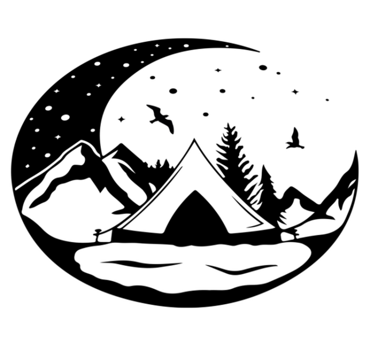 Vinyl teppe natur fjell og månenatt - Tenstickers