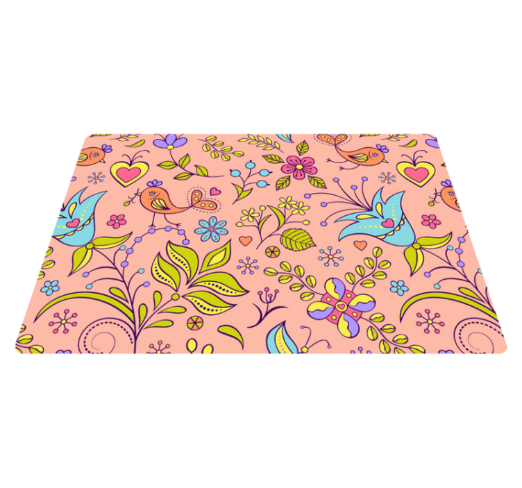 Vinyl teppe natur med blomster og sommerfugler - Tenstickers