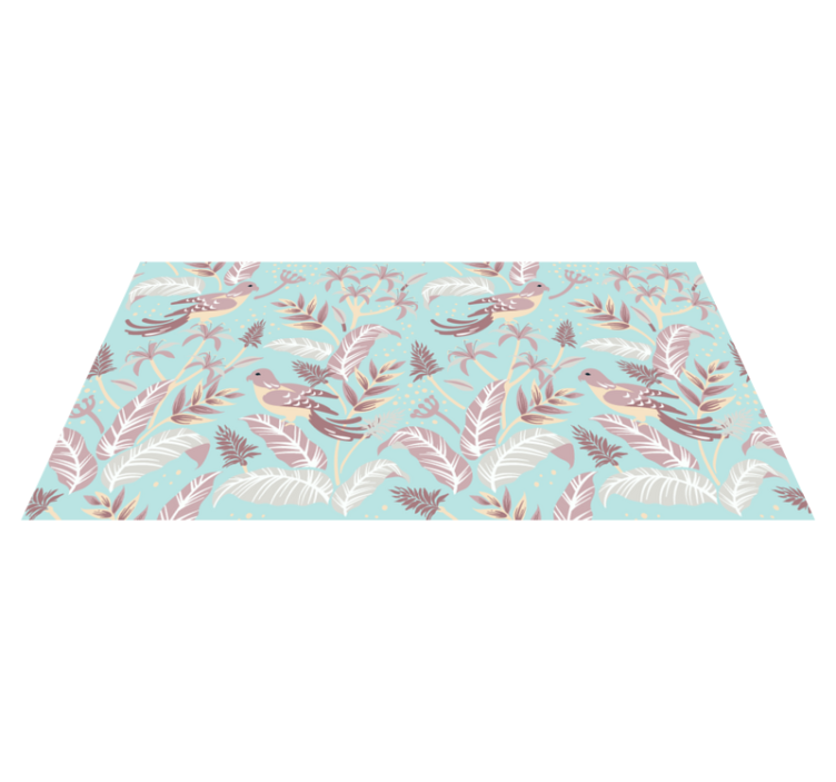 Vinyl teppe natur blå og rosa blomsterdesign - Tenstickers