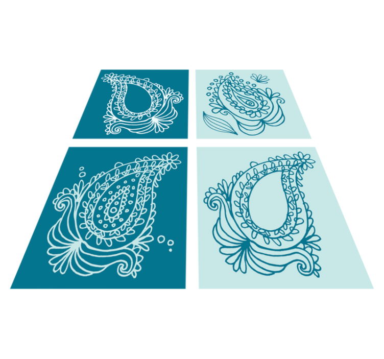 Vinyl teppe natur paisley mønster fliser - Tenstickers