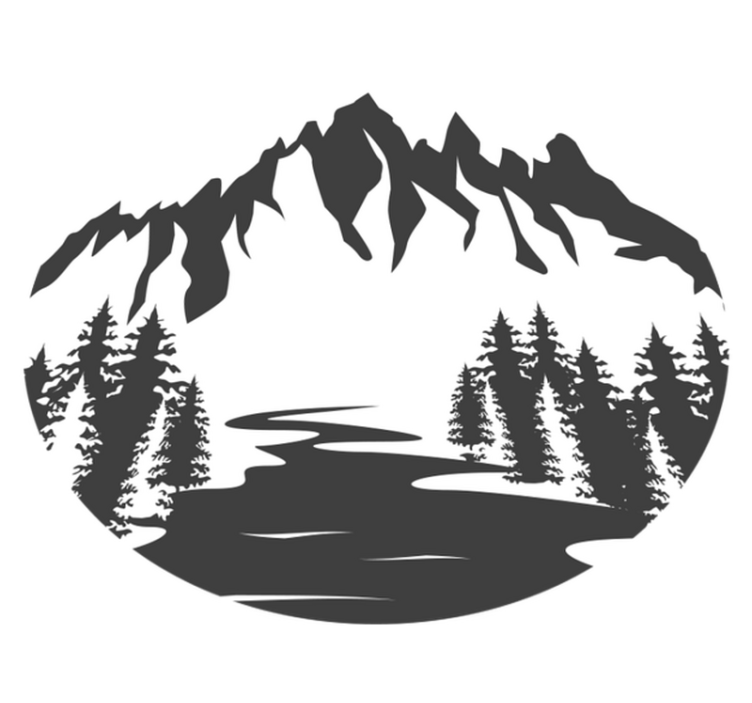 Vinyl teppe natur fjellandskap silhuett - Tenstickers