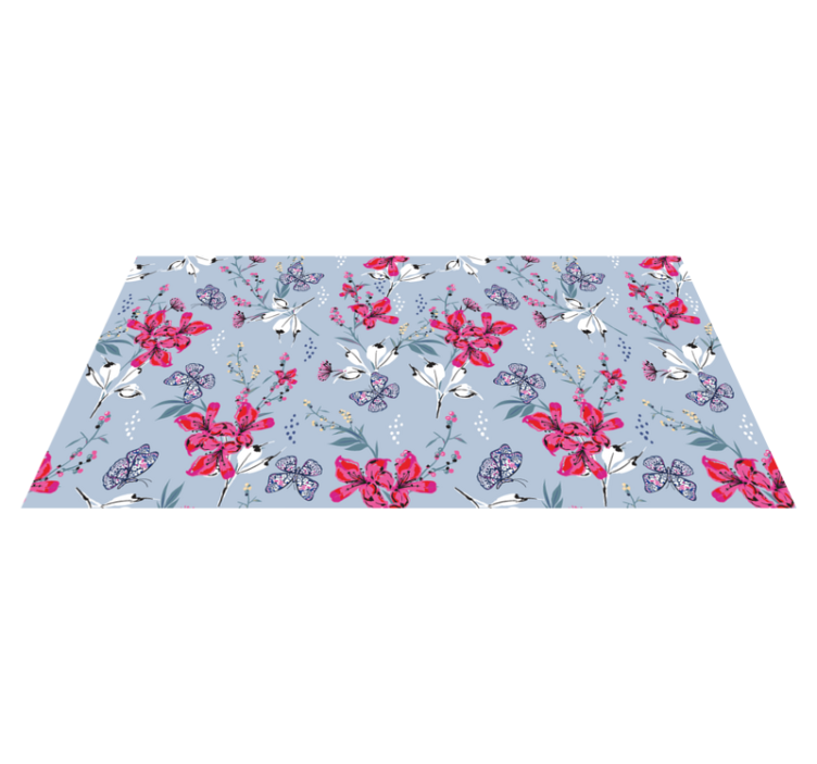 Vinyl teppe natur med blomster og sommerfugler mønster - Tenstickers