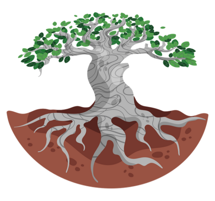 Vinyl teppe natur stiliserte tre røtter - Tenstickers