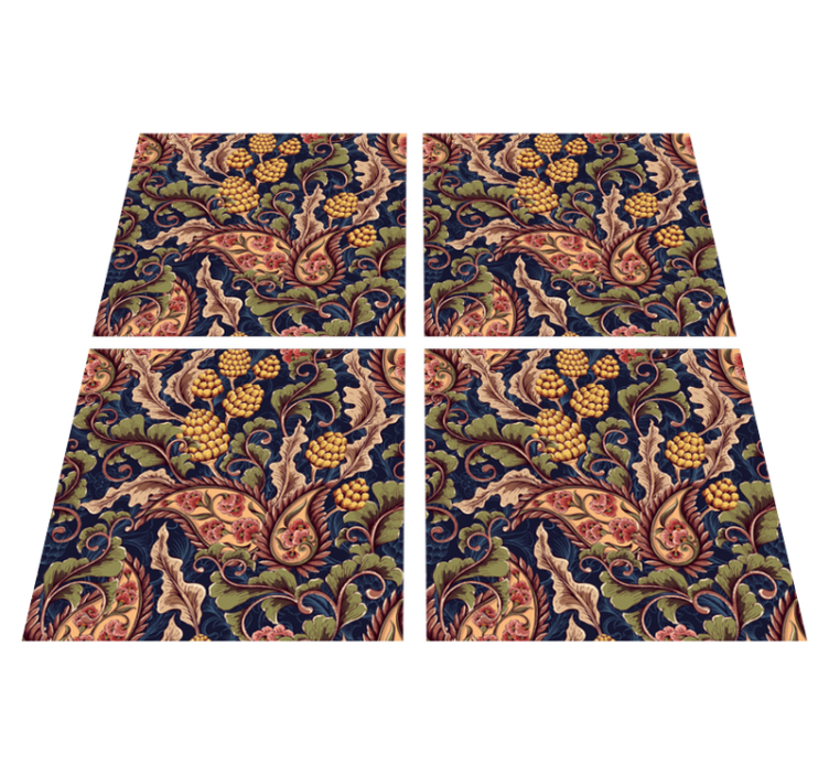 Vinyl teppe natur med blomstermønster - Tenstickers