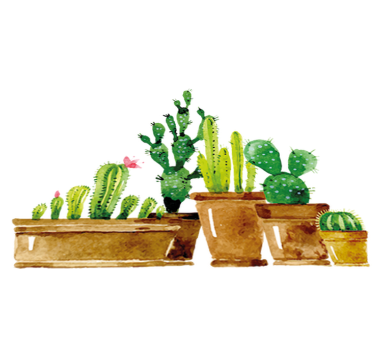 Vinyl teppe blomster og planter hjemmelaget kaktushage - Tenstickers