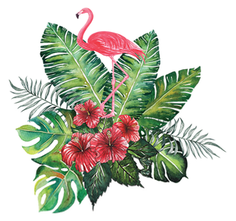 Vinyl teppe blomster og planter stor tropisk flamingo - Tenstickers