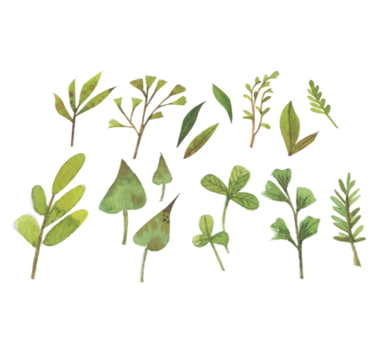 Aquarella små blader vinyl teppe blomster og planter - Tenstickers