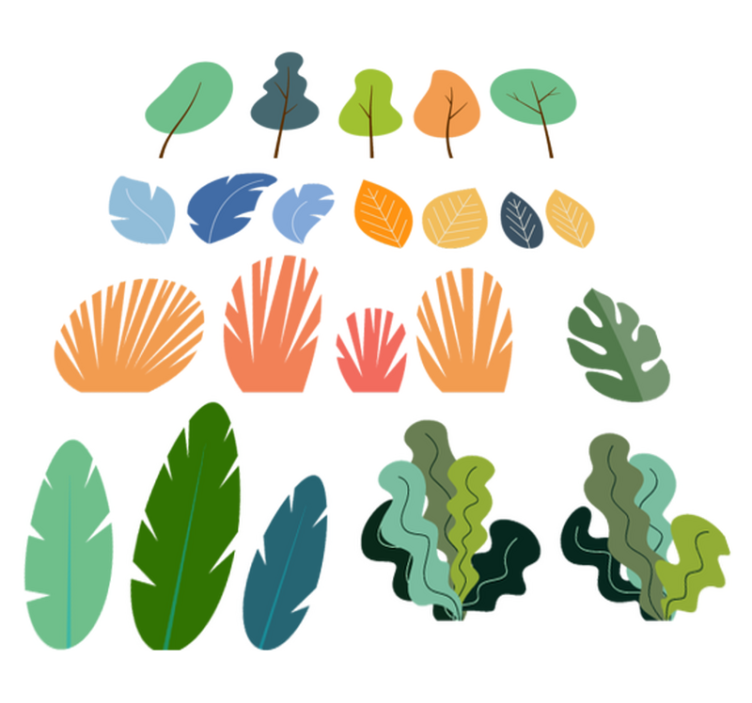 Vinyl teppe blomster og planter tropiske blader pakke - Tenstickers