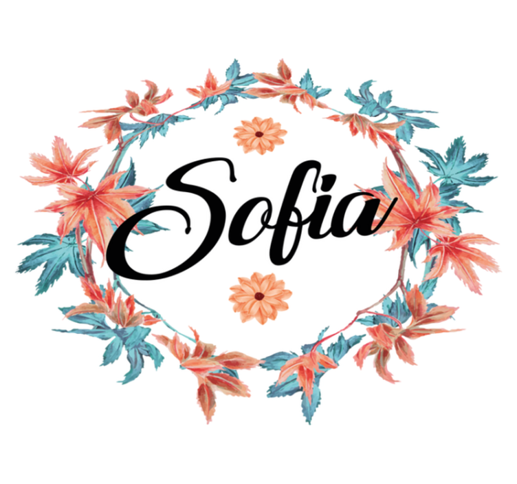 Vinyl teppe blomster og planter høstkrans med navn - Tenstickers