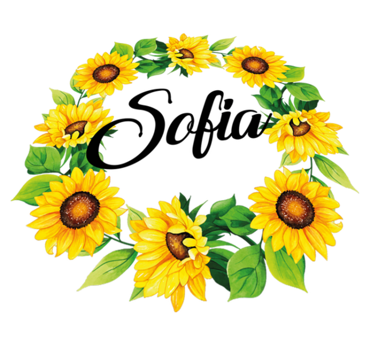 Vinyl teppe blomster og planter med navn krans - Tenstickers