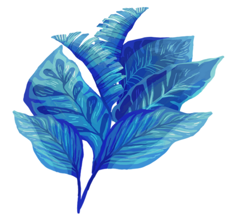 Blå bladarrangement vinyl teppe blomster og planter - Tenstickers