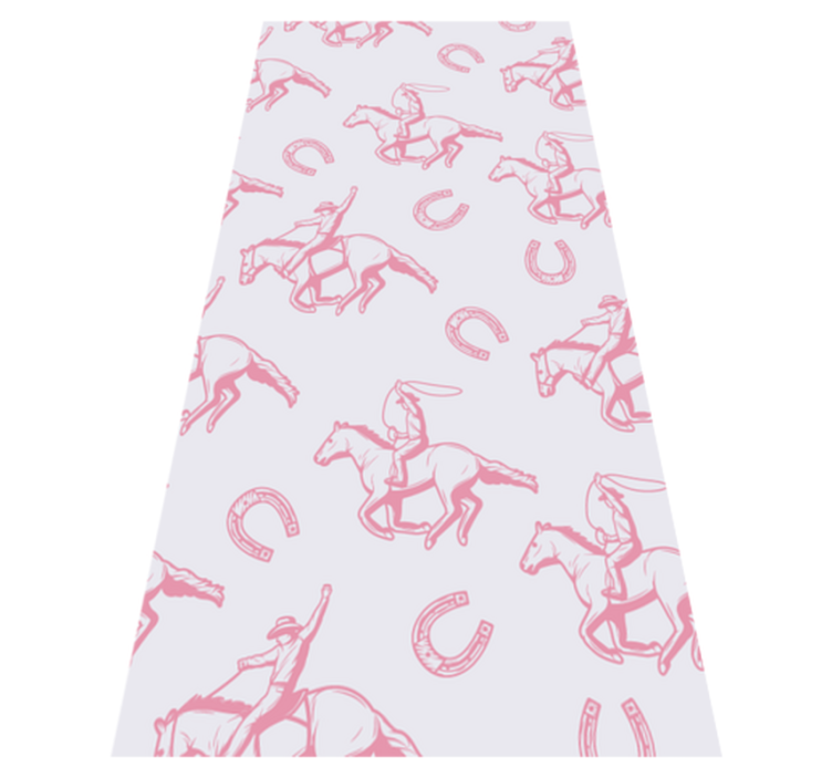 Vinyl teppe soverom rosa cowboy hestemønster - Tenstickers