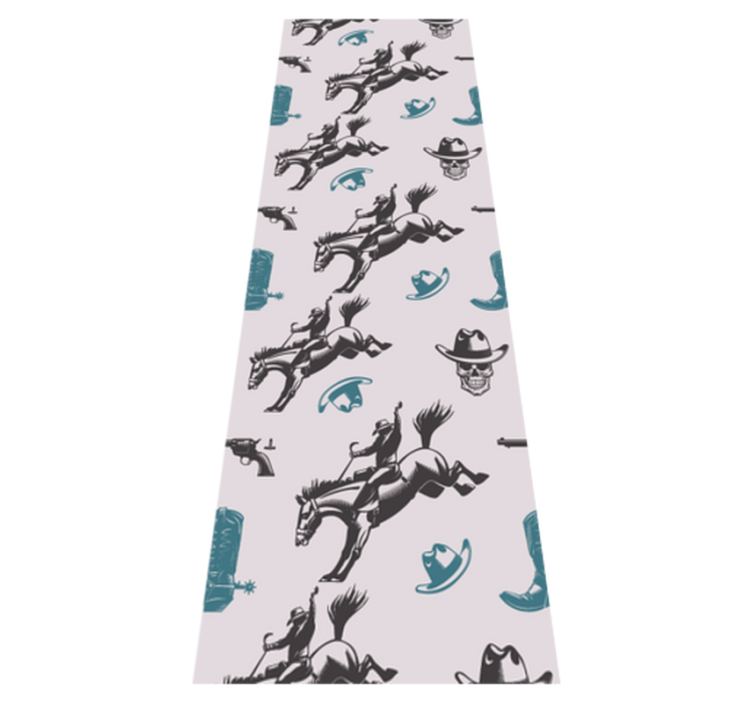 Vinyl teppe soverom med hesteelementer cowboy mønster - Tenstickers