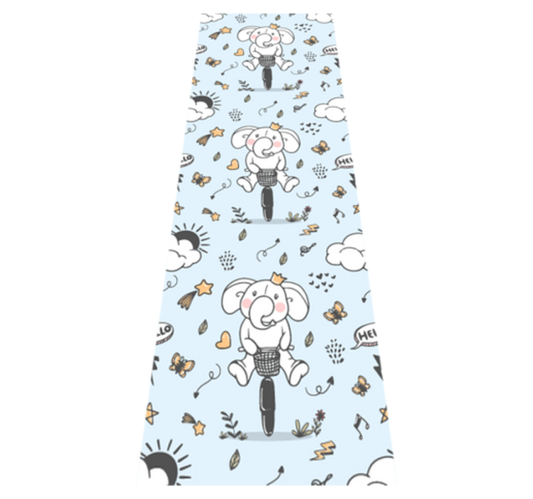 Elefant på sykkel mønster vinyl teppe soverom - Tenstickers