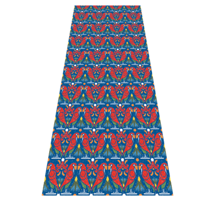 Blomsterdesign med blå bakgrunn vinyl teppe soverom - Tenstickers