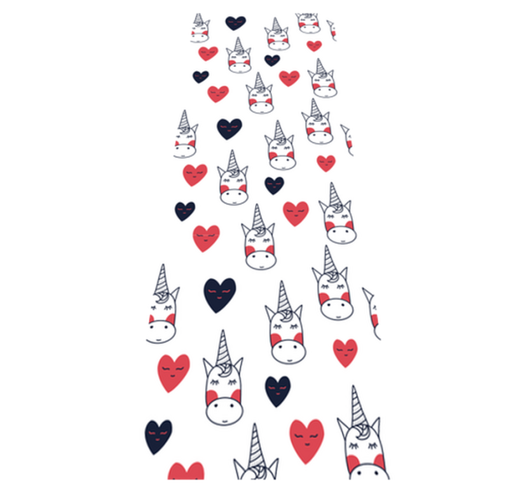 Unicornmønster med hjerter vinyl teppe soverom - Tenstickers