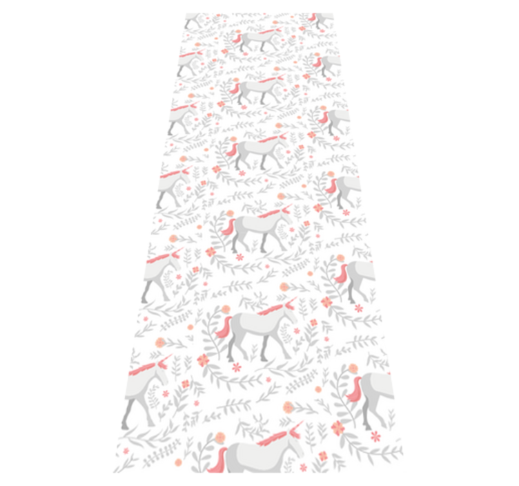 Unicornmønster med blader vinyl teppe soverom - Tenstickers