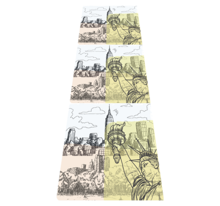 Vinyl teppe soverom vintage gammeldags nyc collage - Tenstickers