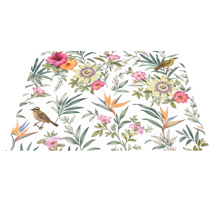 Vinyl teppe soverom blått blomstermønster - Tenstickers