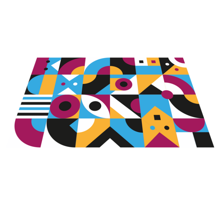 Vinyl teppe geometrisk fargede former - Tenstickers