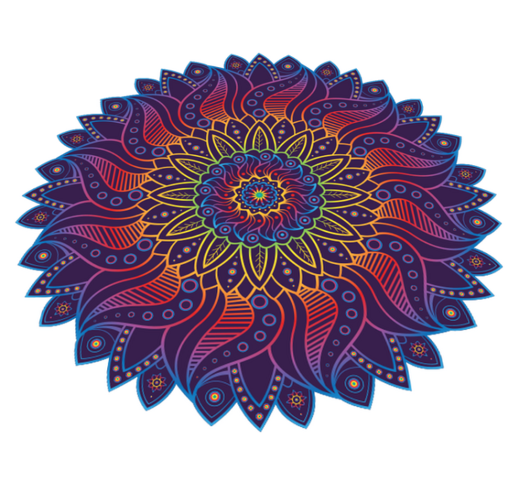 Vinyl teppe geometrisk regnbue mandala - Tenstickers