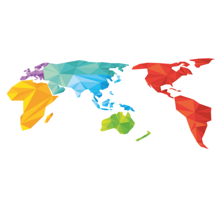 Vinyl teppe geometrisk verdenskart farger - Tenstickers