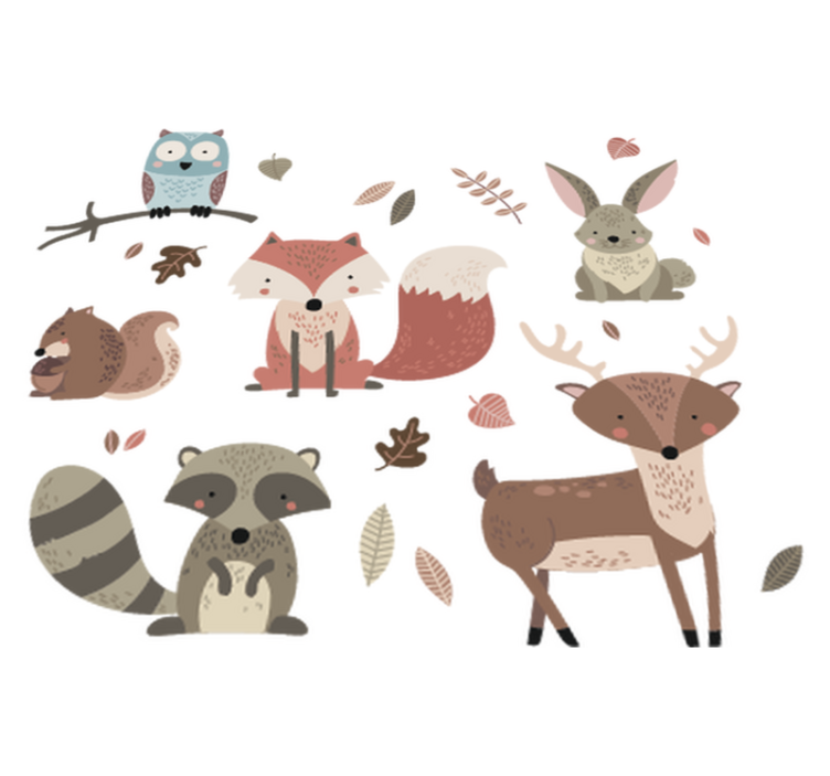 Vinyl teppe spedbarn høstdyr klistremerker - Tenstickers