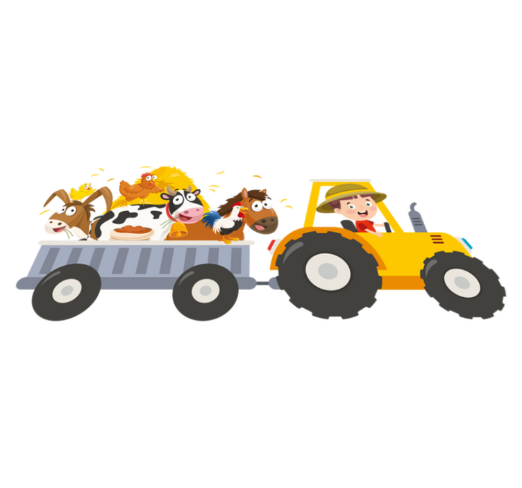 Vinyl teppe spedbarn liten bonde med dyr - Tenstickers