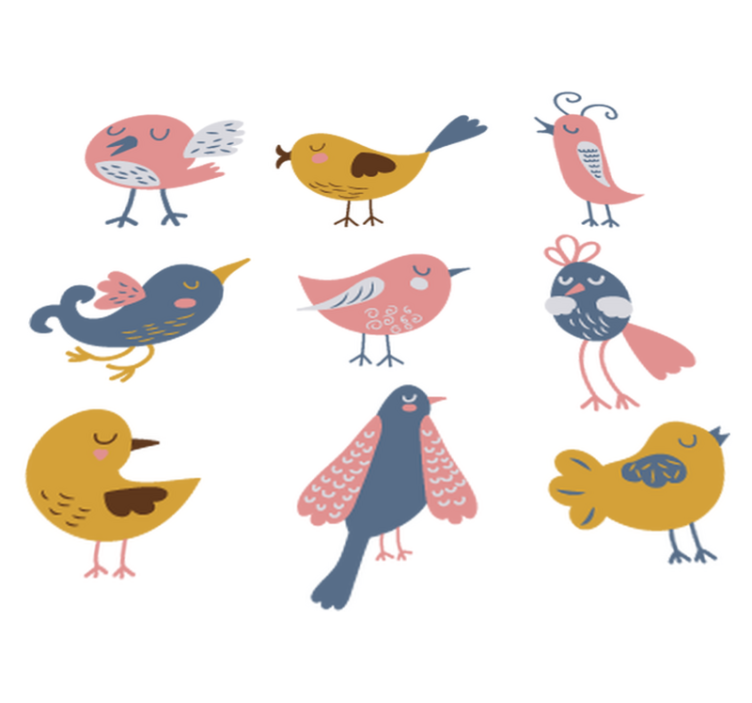 Nye fugler klistremerker vinyl teppe spedbarn - Tenstickers