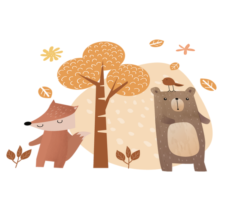 Dyrene og treet vinyl teppe spedbarn - Tenstickers