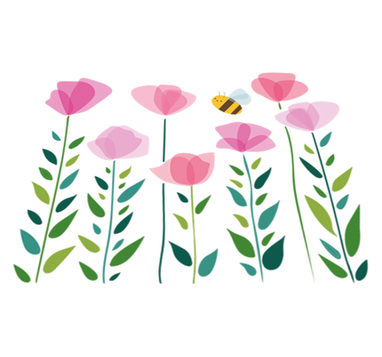 Vinyl teppe spedbarn rosa blomster og bie - Tenstickers